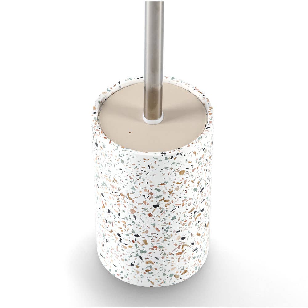 Perie WC „Terrazzo", Zeller Present, ciment, 10,3x10,3x42 cm