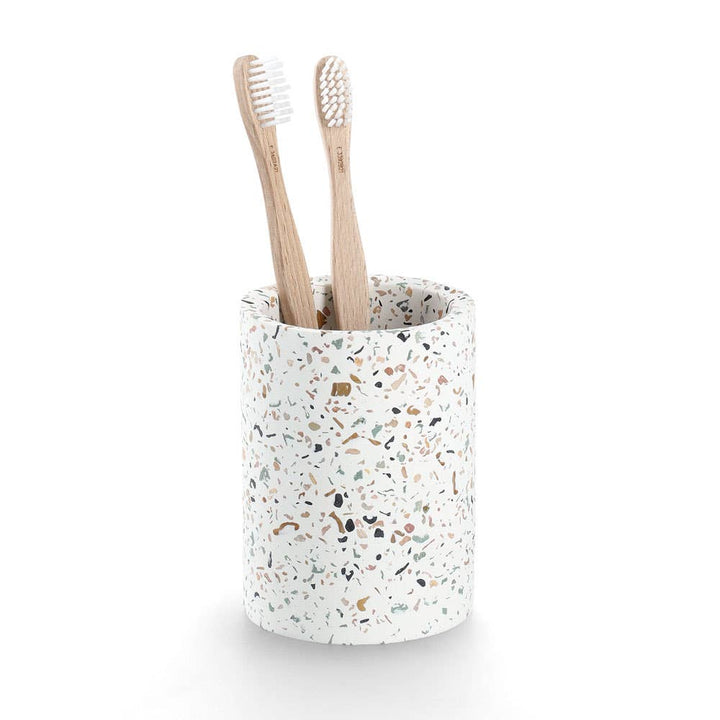 Pahar pentru periuțe „Terrazzo", Zeller Present, ciment, Ø8,2x11 cm