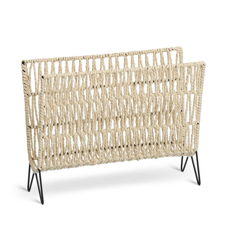 Suport reviste „Boho", Zeller Present, metal/împletitură hârtie, 38x15x30 cm