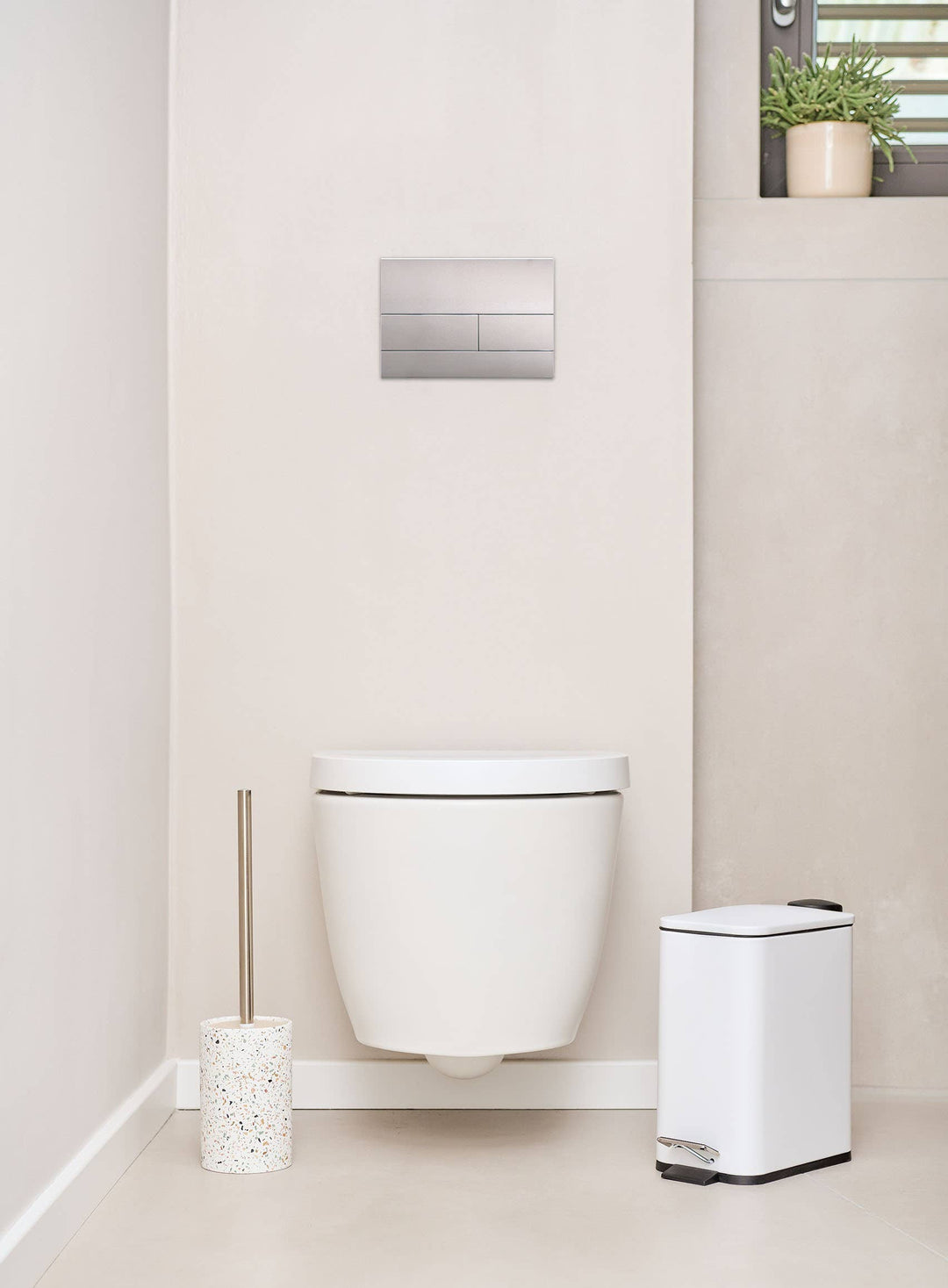 Perie WC „Terrazzo", Zeller Present, ciment, 10,3x10,3x42 cm