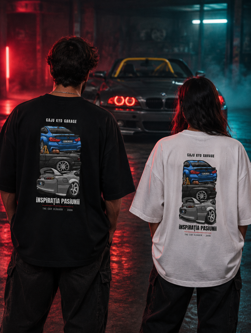 Tricou The Lineup GajuKYD – spate, negru și alb