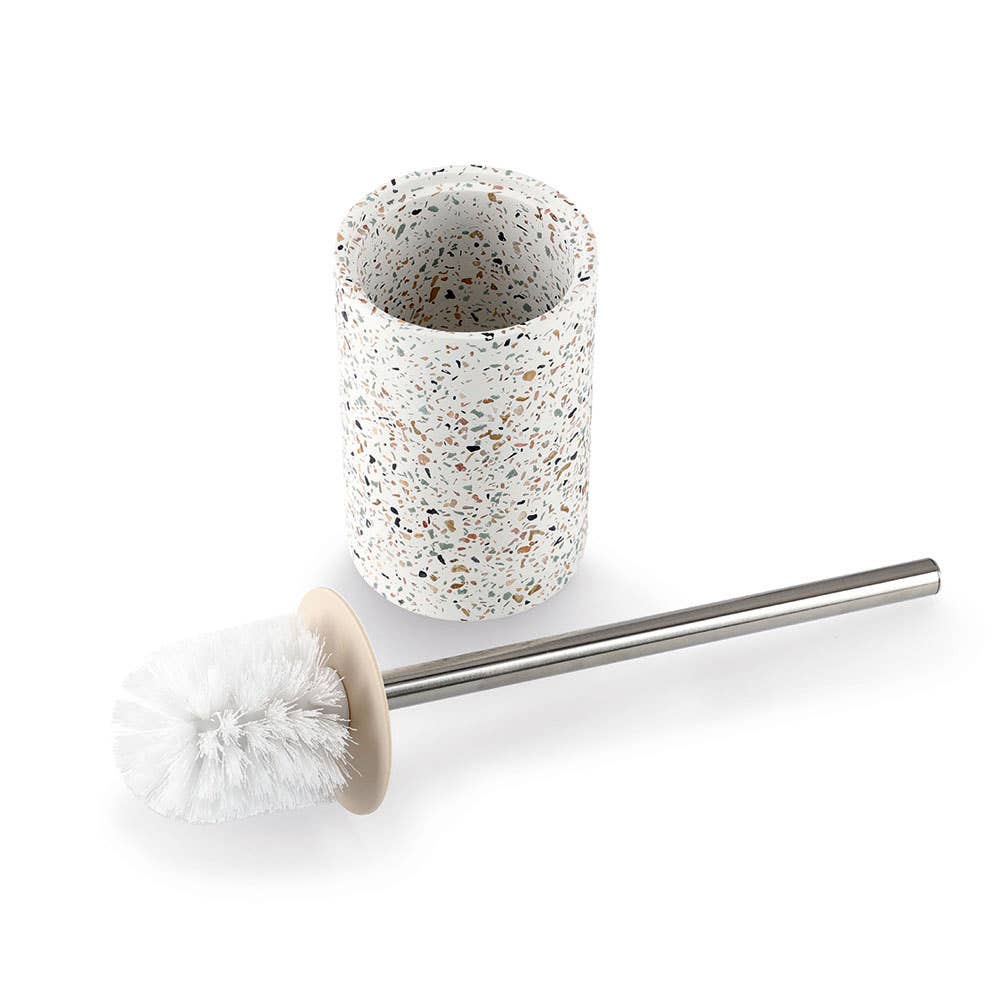 Perie WC „Terrazzo", Zeller Present, ciment, 10,3x10,3x42 cm