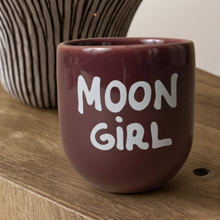 Cană ceramică Moon Girl, Sisi, vișiniu, 200 ml