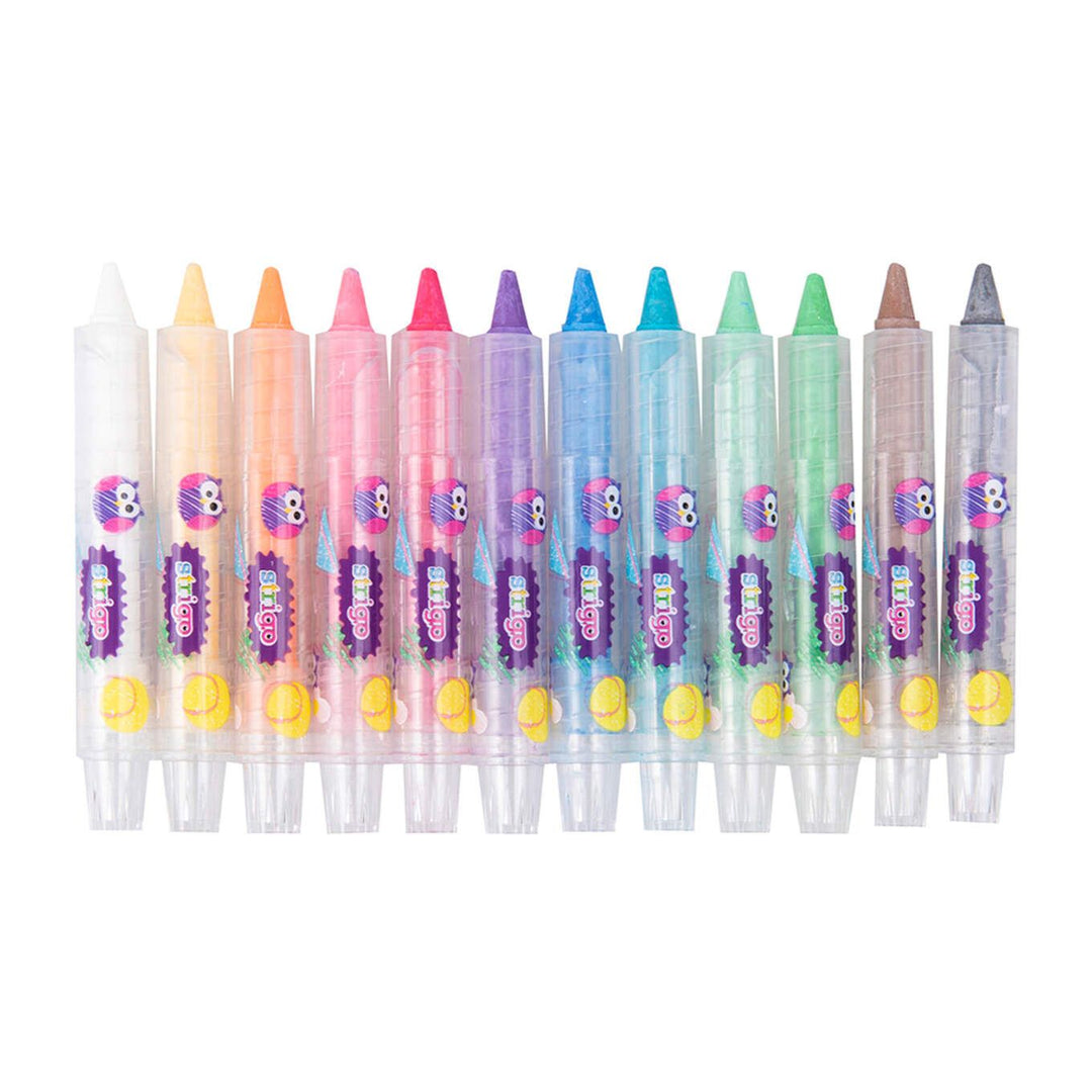 Cretă cerată 12 culori, Strigo, Pastel, în cutie