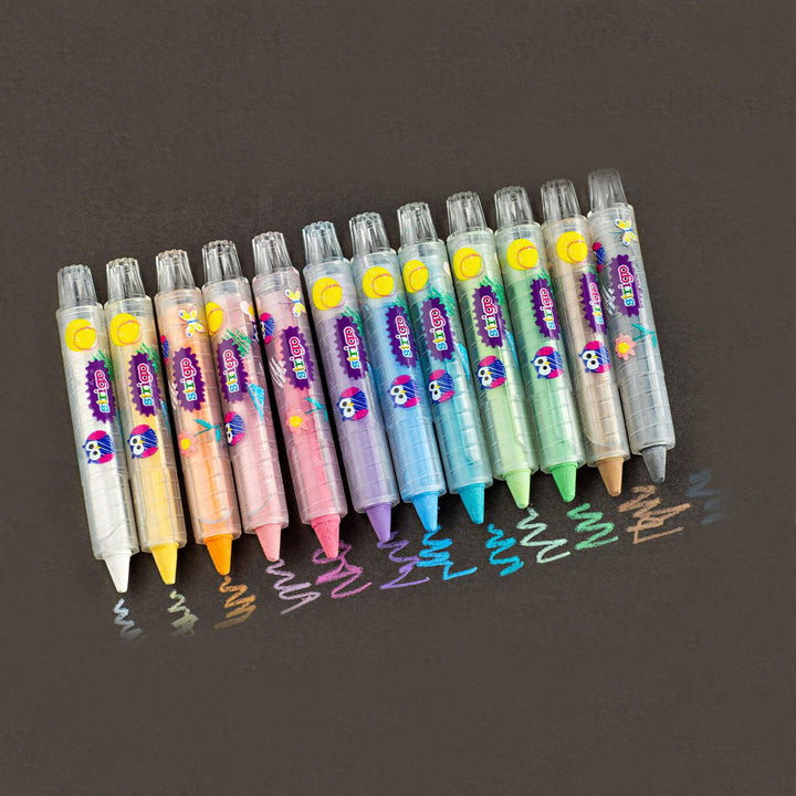 Cretă cerată 12 culori, Strigo, Pastel, în cutie