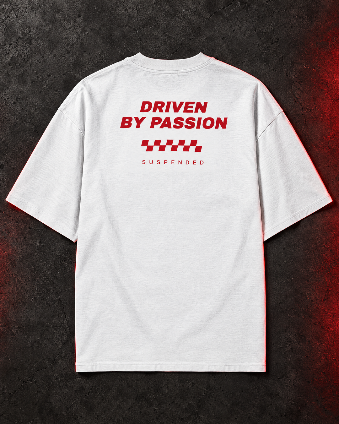 Tricou alb Driven by Passion Suspended - print spate