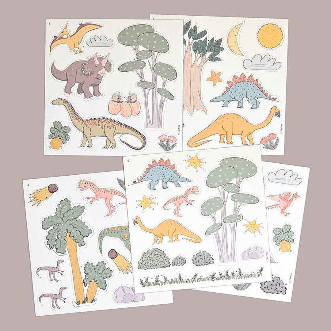 Joc magnetic cu dinozauri pentru copii, set complet de piese ilustrate pentru joacă creativă.