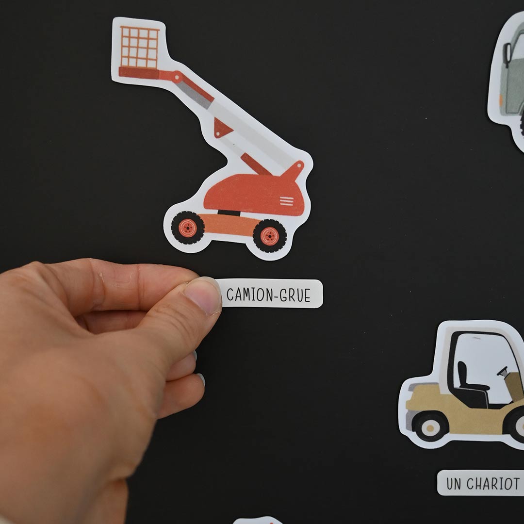 Joc magnetic Utilaje de construcții (FR), Ferflex, 26 piese, asociere, copii