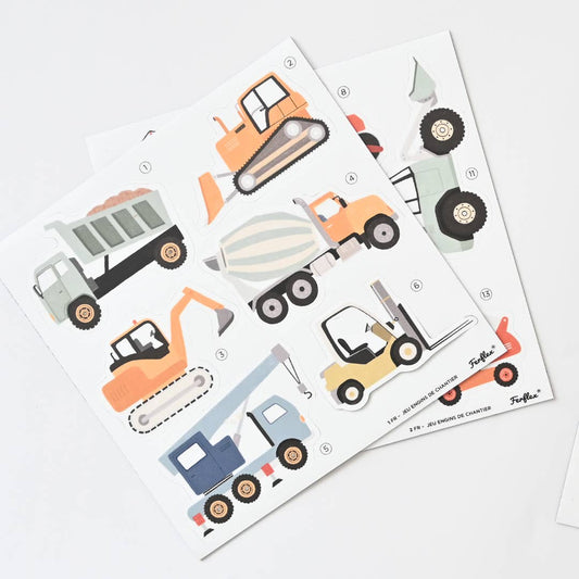 Joc magnetic cu utilaje de construcții pentru copii, set complet.