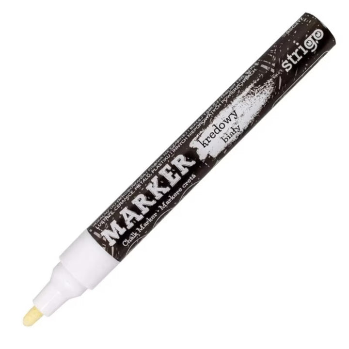 Marker cretă lichidă, Strigo, Alb, vârf rotund