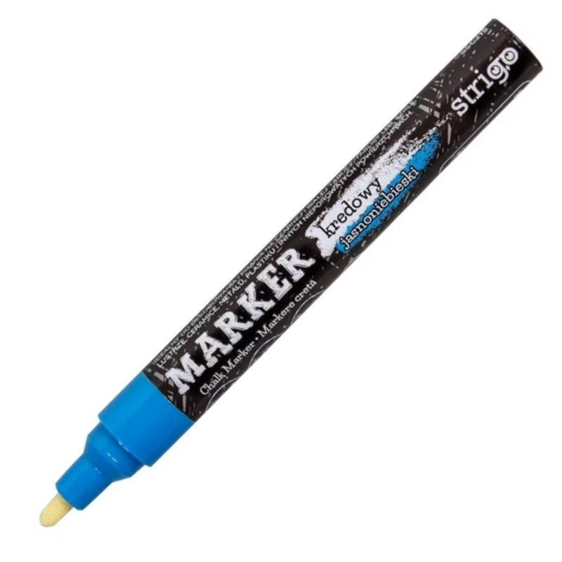 Marker cretă lichidă, Strigo, Albastru, vârf rotund