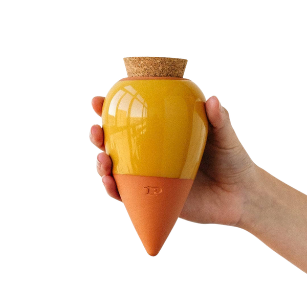 Vas de auto-udare plante Olla Galben muștar, Pepin, decorativ, ceramică, lut, 250 ml