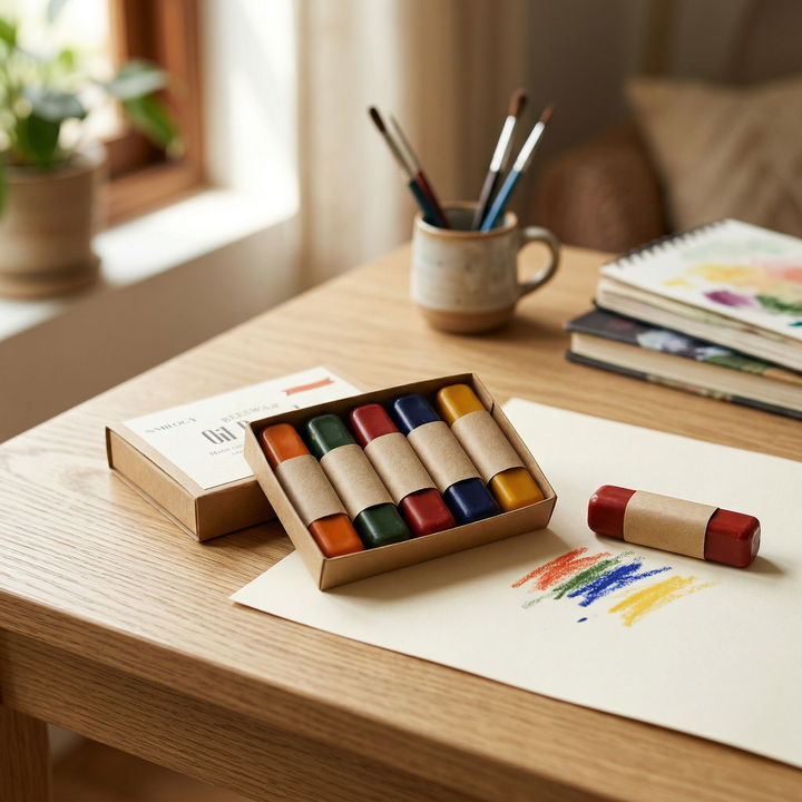 Set 5 creioane cerate naturale Beeswax,Smilogy Kids, pământ, ceară albine