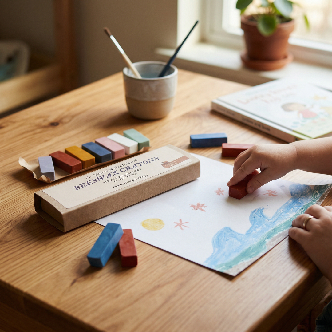 Set 8 creioane cerate naturale Beeswax, Smilogy Kids, pastel, ceară albine