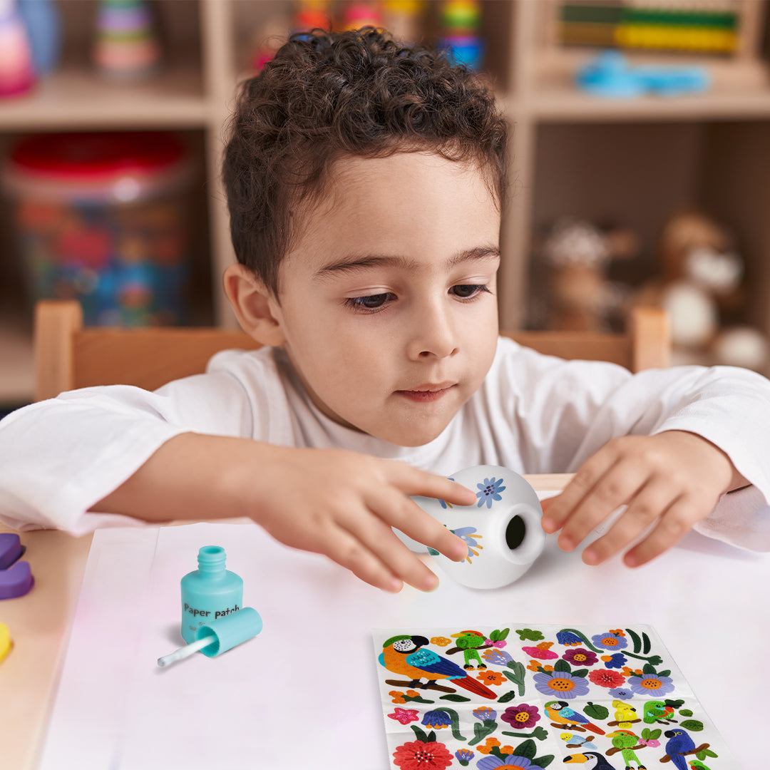 Set creativ Tehnica șervețelului - Vază ceramică, Strigo, copii, DIY, kit complet