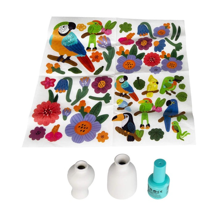 Set creativ Tehnica șervețelului - Vază ceramică, Strigo, copii, DIY, kit complet