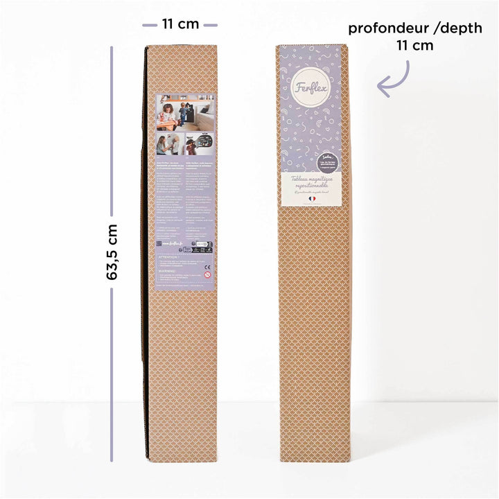 Detaliu ambalaj tablă magnetică pentru copii Castle, cu informații despre produs.