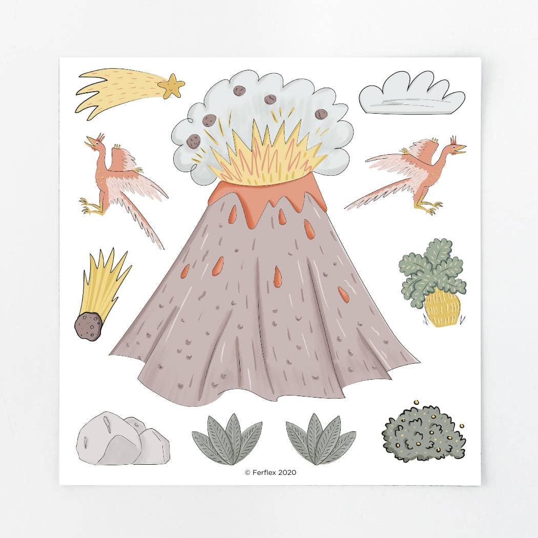 Vulcan magnetic din jocul cu dinozauri pentru copii, piesă pentru creare de povești.